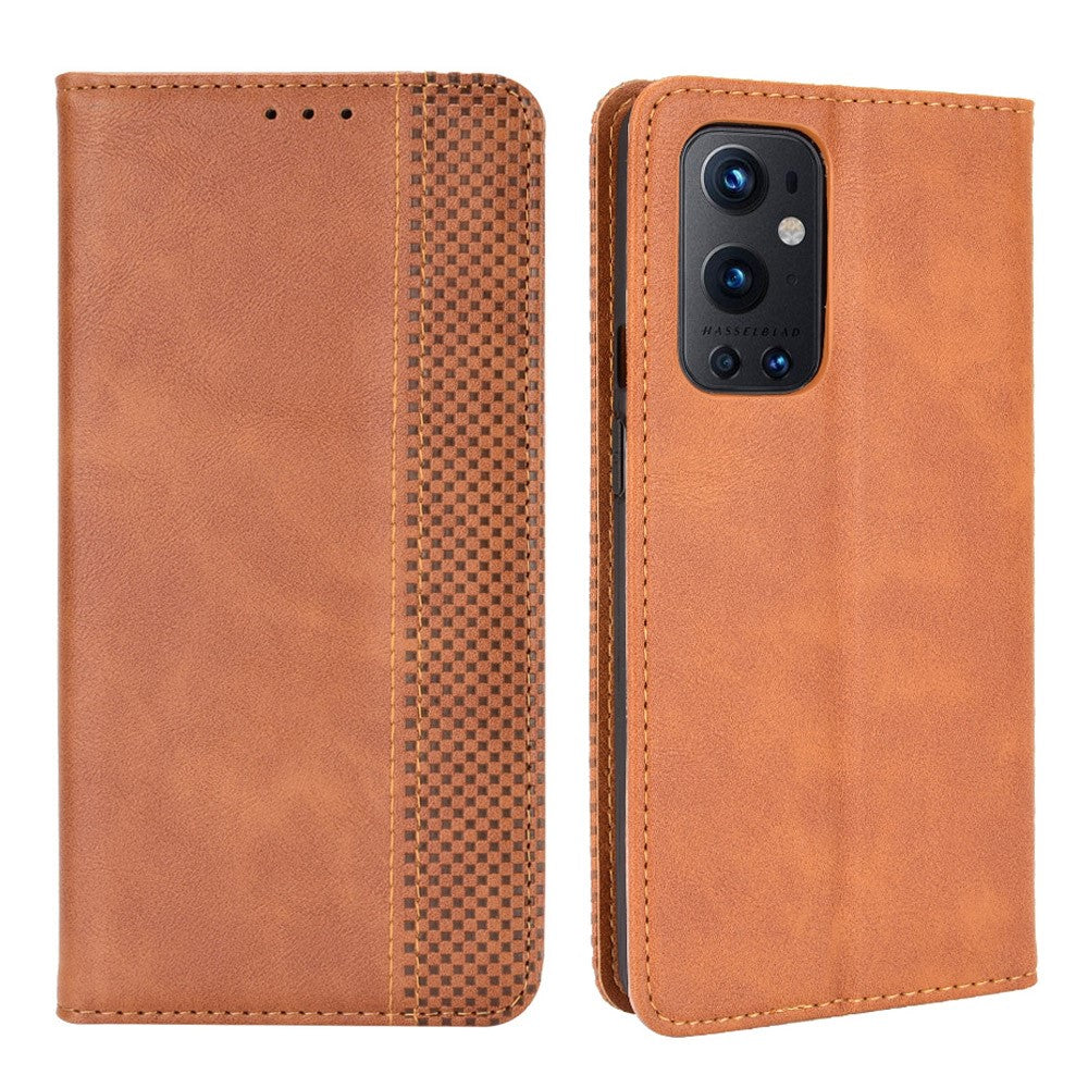 Magnetic Clasp Vintage Style TPU + Leather Phone Case Wallet Stand for OnePlus 9 Pro