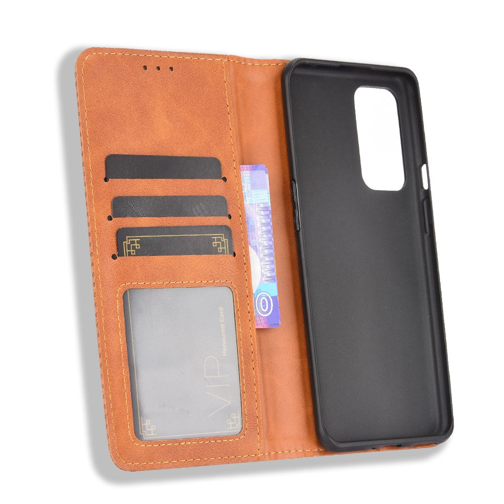 Magnetic Clasp Vintage Style TPU + Leather Phone Case Wallet Stand for OnePlus 9 Pro