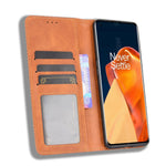 Magnetic Clasp Vintage Style TPU + Leather Phone Case Wallet Stand for OnePlus 9 Pro