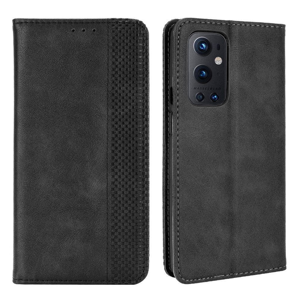 Magnetic Clasp Vintage Style TPU + Leather Phone Case Wallet Stand for OnePlus 9 Pro