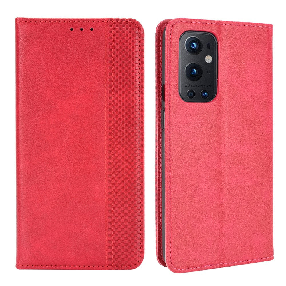 Magnetic Clasp Vintage Style TPU + Leather Phone Case Wallet Stand for OnePlus 9 Pro