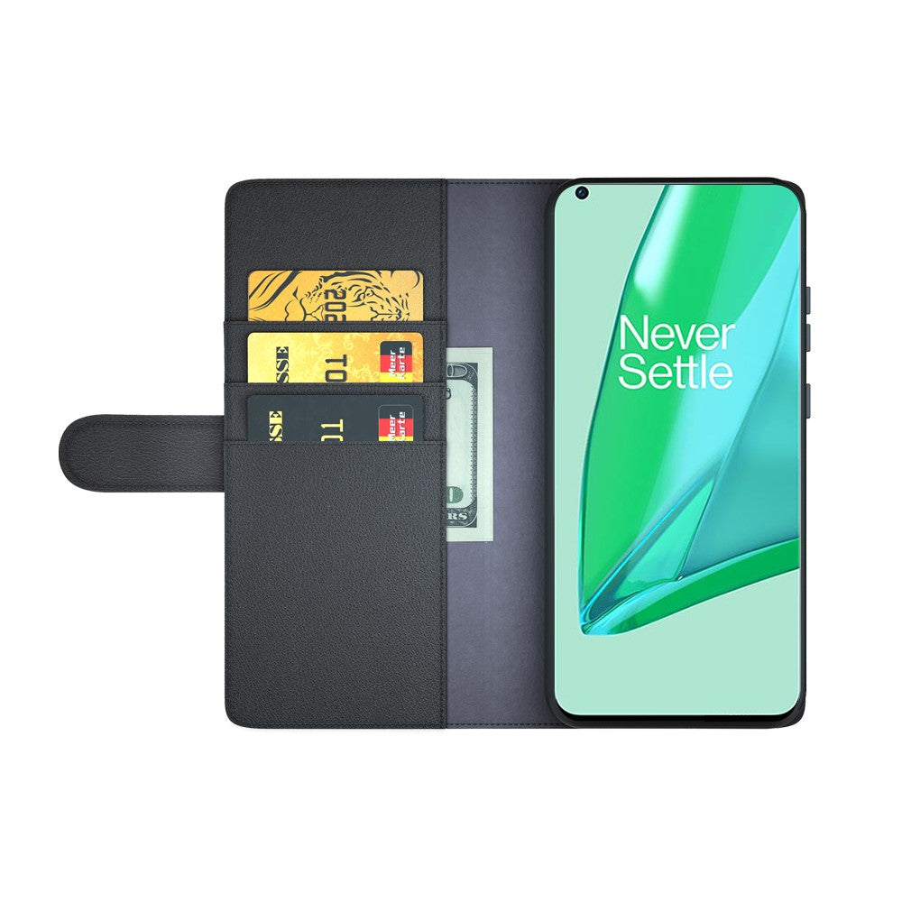 Plånboksfodral i äkta splitterläder för OnePlus 9 Pro