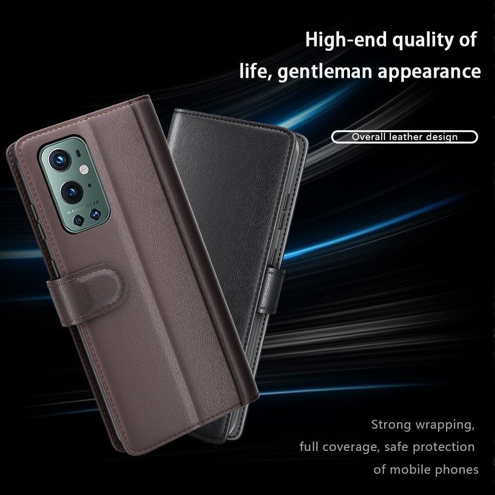 Plånboksfodral i äkta splitterläder för OnePlus 9 Pro