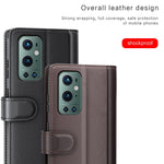Plånboksfodral i äkta splitterläder för OnePlus 9 Pro