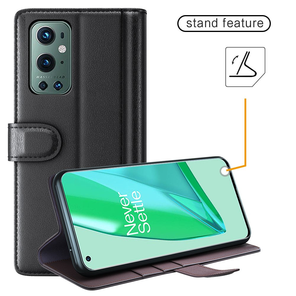 Plånboksfodral i äkta splitterläder för OnePlus 9 Pro