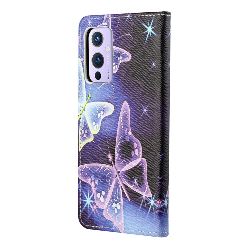 Plånboksfodral med design, mönstertryck, korsstruktur, läderfodral till OnePlus 9 Pro
