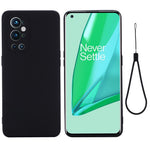 Mjukt flytande silikonfodral med praktisk rem för OnePlus 9 Pro