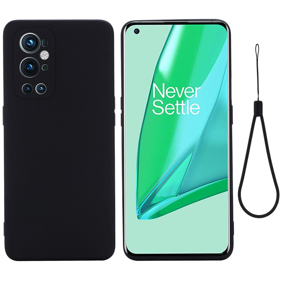 Mjukt flytande silikonfodral med praktisk rem för OnePlus 9 Pro