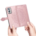 Präglat Mandala Blommor PU Läderfodral Stativplånbok för OnePlus 9 (EU / US Version)