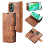 DG.MING Avtagbart 2-i-1-plånboksfodral för OnePlus 9 Pro, invändigt TPU-flipfodral i delat läder med stativ och skyddsfodral