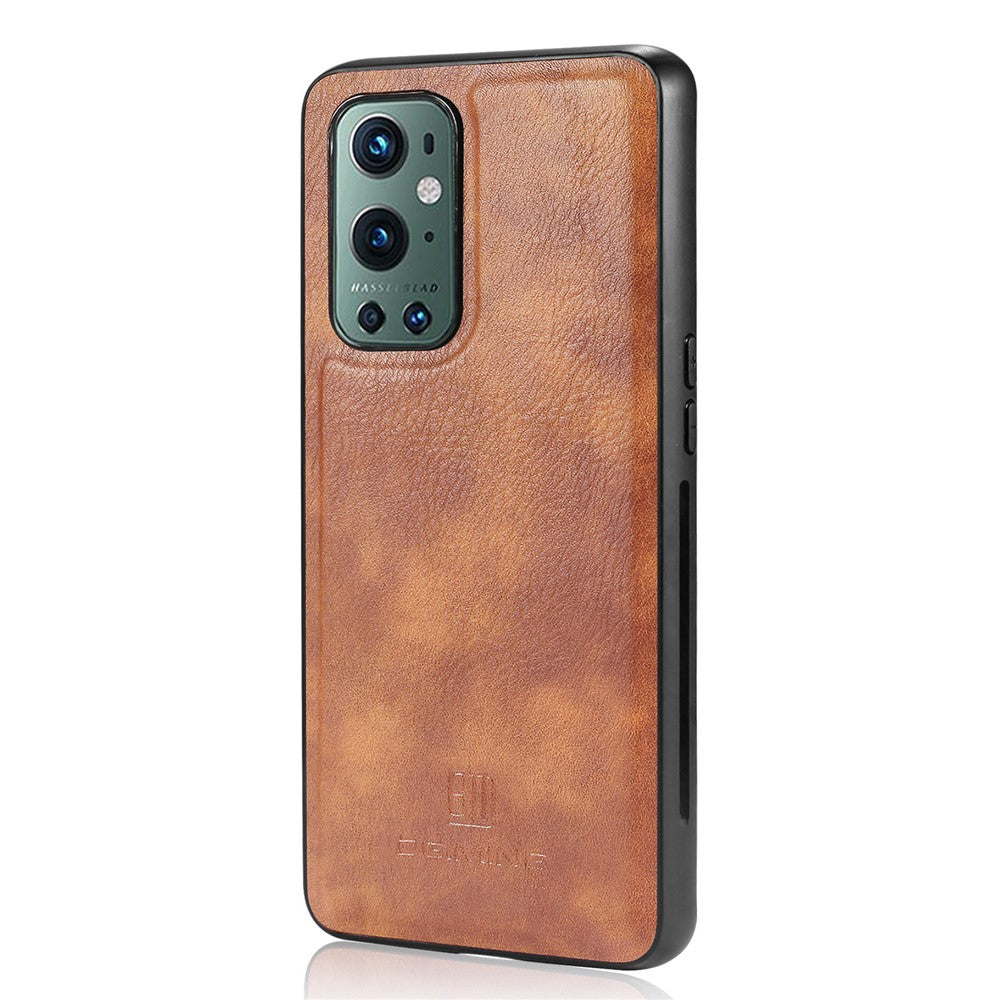 DG.MING Avtagbart 2-i-1-plånboksfodral för OnePlus 9 Pro, invändigt TPU-flipfodral i delat läder med stativ och skyddsfodral