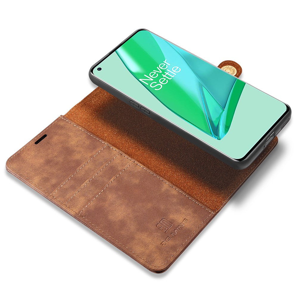 DG.MING Avtagbart 2-i-1-plånboksfodral för OnePlus 9 Pro, invändigt TPU-flipfodral i delat läder med stativ och skyddsfodral