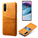 PU Leather Coated PC Cell Phone Back Case with Double Card Slots for OnePlus Nord CE 5G