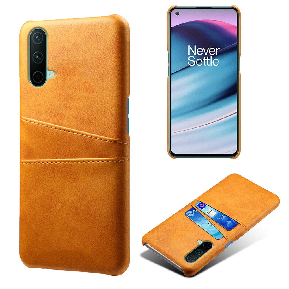 PU Leather Coated PC Cell Phone Back Case with Double Card Slots for OnePlus Nord CE 5G