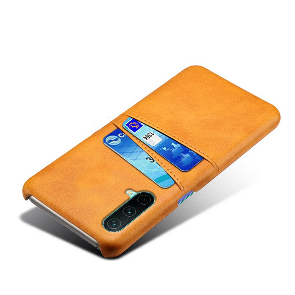 PU Leather Coated PC Cell Phone Back Case with Double Card Slots for OnePlus Nord CE 5G