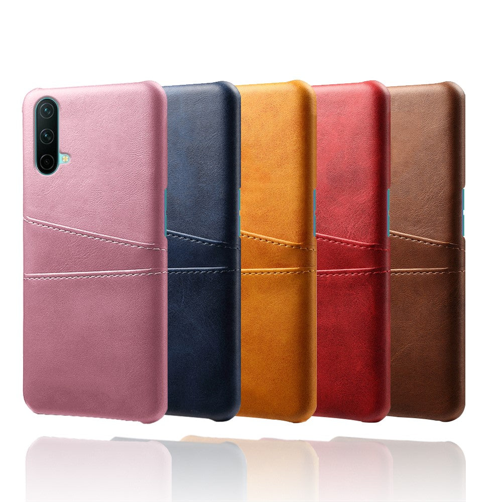 PU Leather Coated PC Cell Phone Back Case with Double Card Slots for OnePlus Nord CE 5G