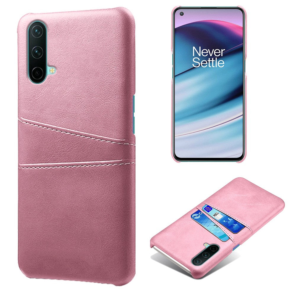 PU Leather Coated PC Cell Phone Back Case with Double Card Slots for OnePlus Nord CE 5G