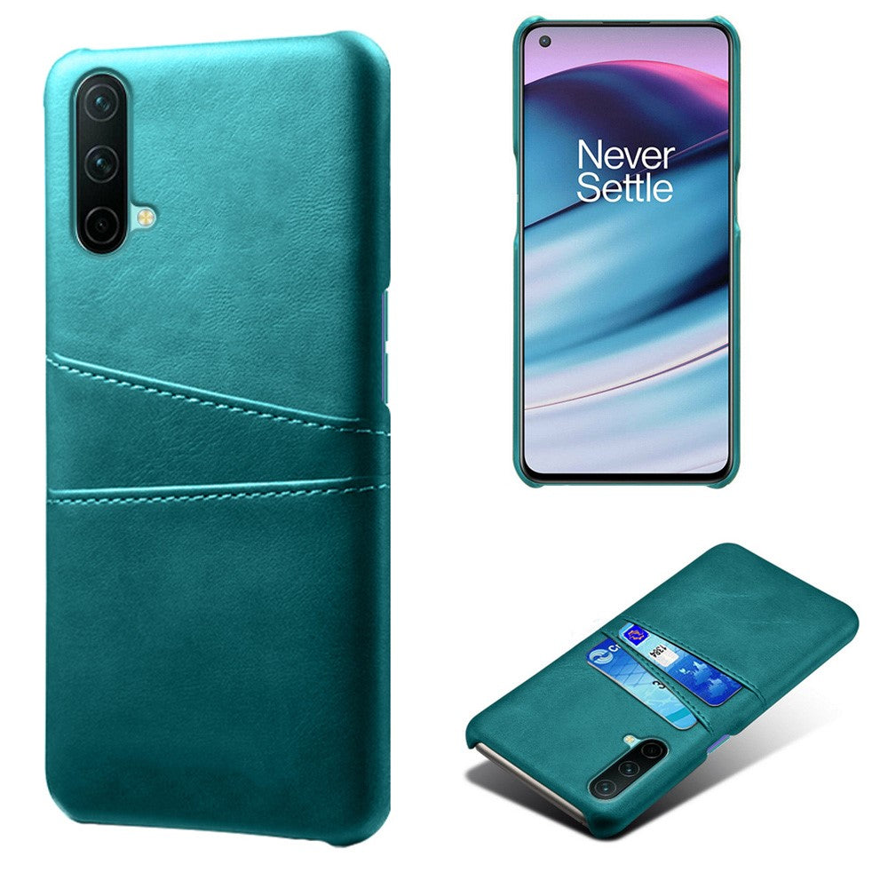 PU Leather Coated PC Cell Phone Back Case with Double Card Slots for OnePlus Nord CE 5G