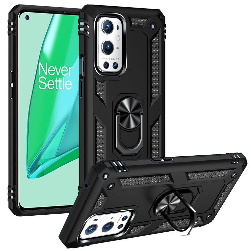 Dubbelskiktad Tank Armor Hybrid Stötsäker Mjuk TPU + Tålig PC Baksida med Stödring för OnePlus 9 Pro
