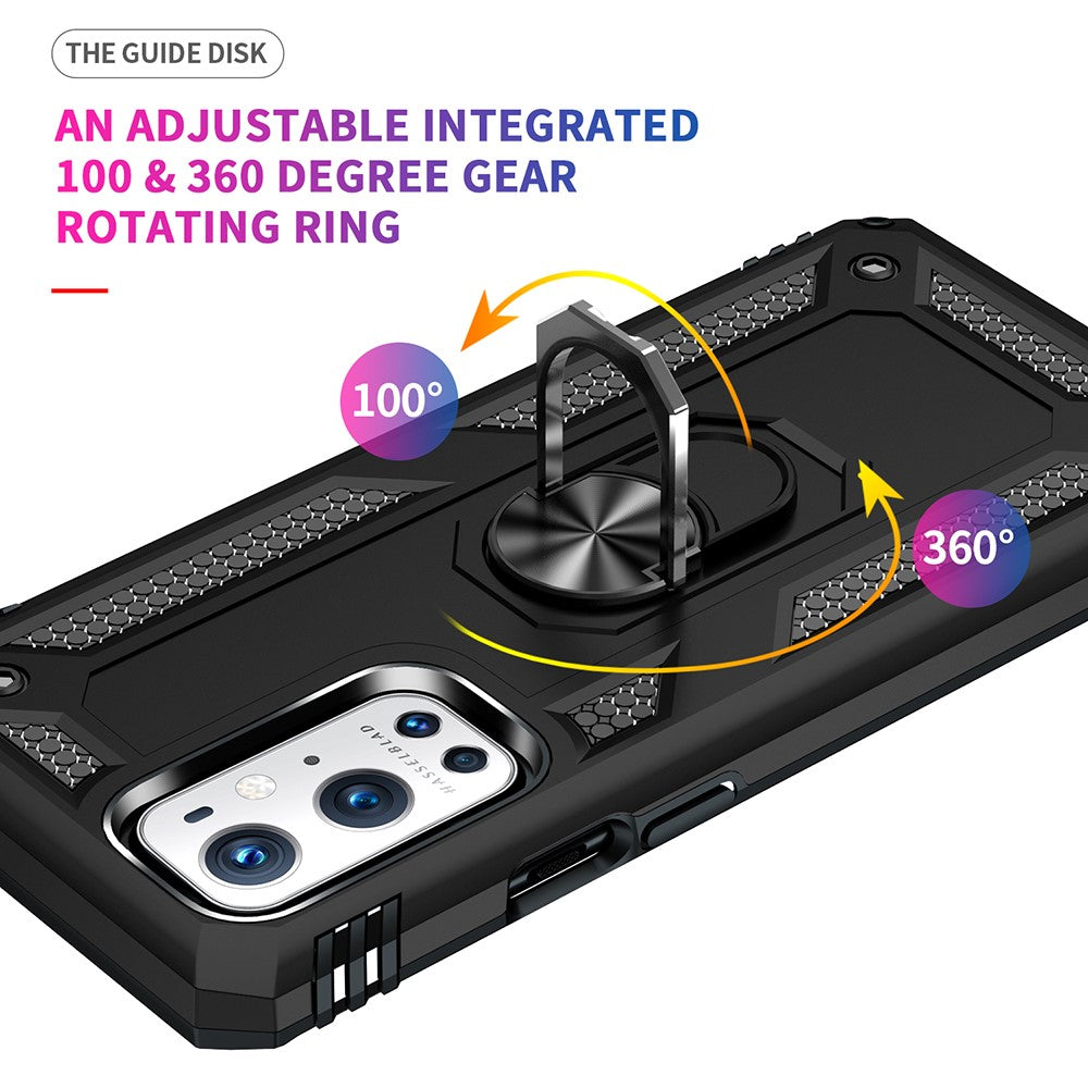Dubbelskiktad Tank Armor Hybrid Stötsäker Mjuk TPU + Tålig PC Baksida med Stödring för OnePlus 9 Pro