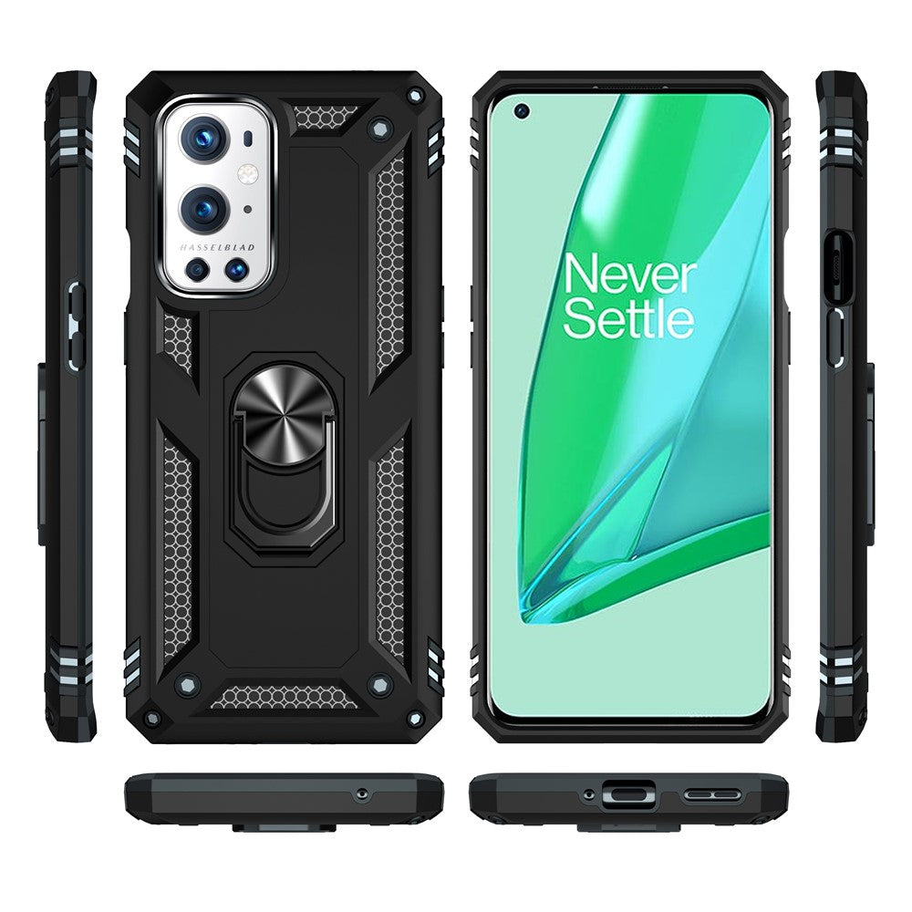 Dubbelskiktad Tank Armor Hybrid Stötsäker Mjuk TPU + Tålig PC Baksida med Stödring för OnePlus 9 Pro