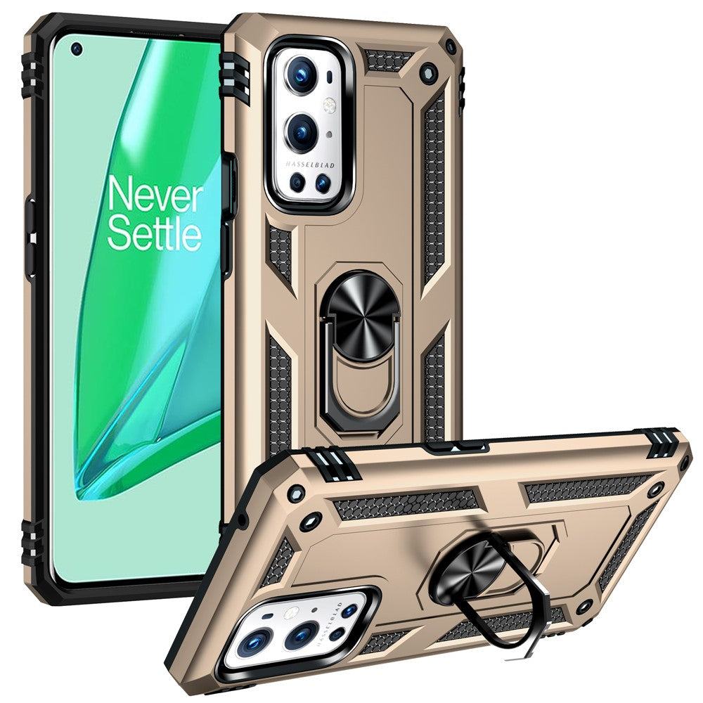 Dubbelskiktad Tank Armor Hybrid Stötsäker Mjuk TPU + Tålig PC Baksida med Stödring för OnePlus 9 Pro