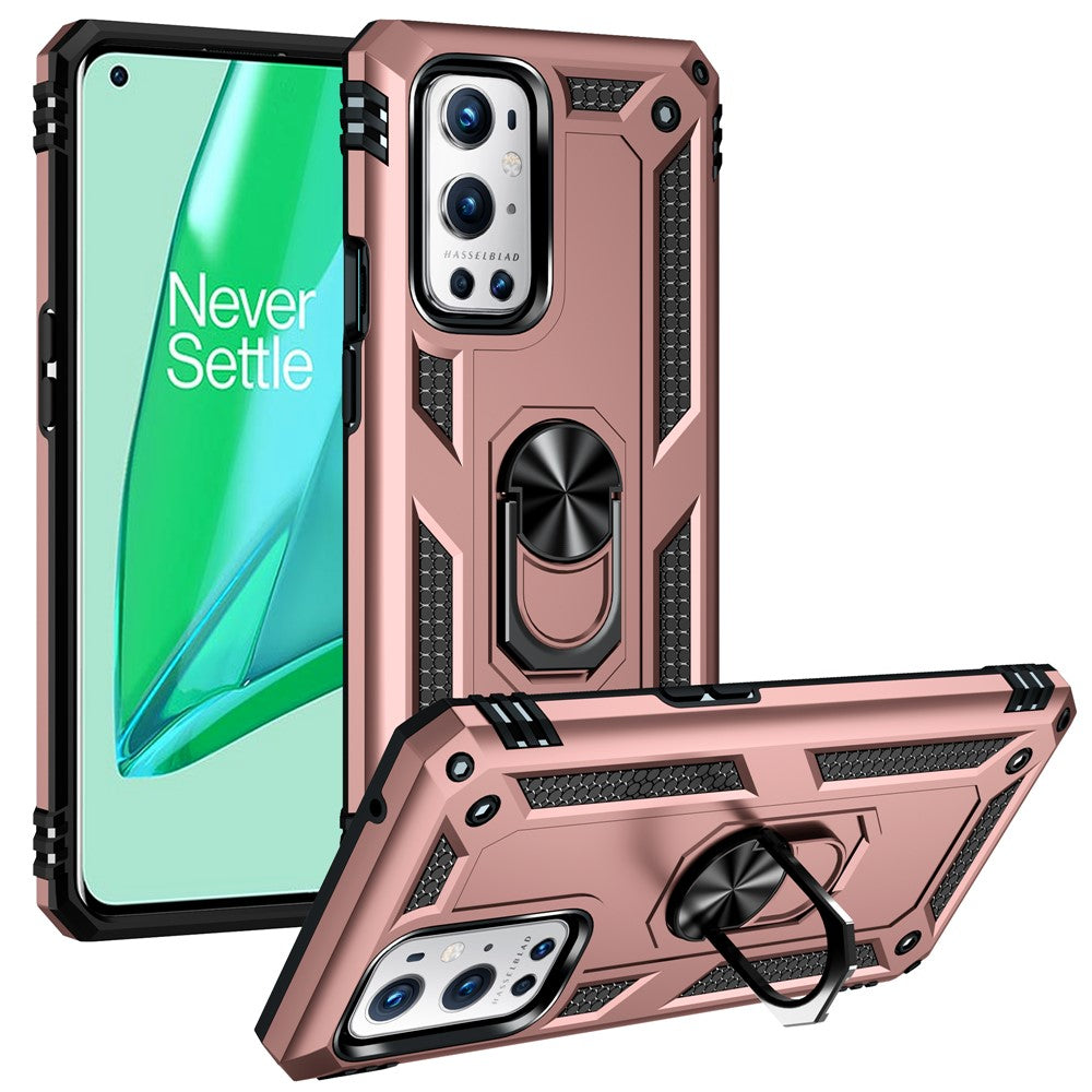 Dubbelskiktad Tank Armor Hybrid Stötsäker Mjuk TPU + Tålig PC Baksida med Stödring för OnePlus 9 Pro