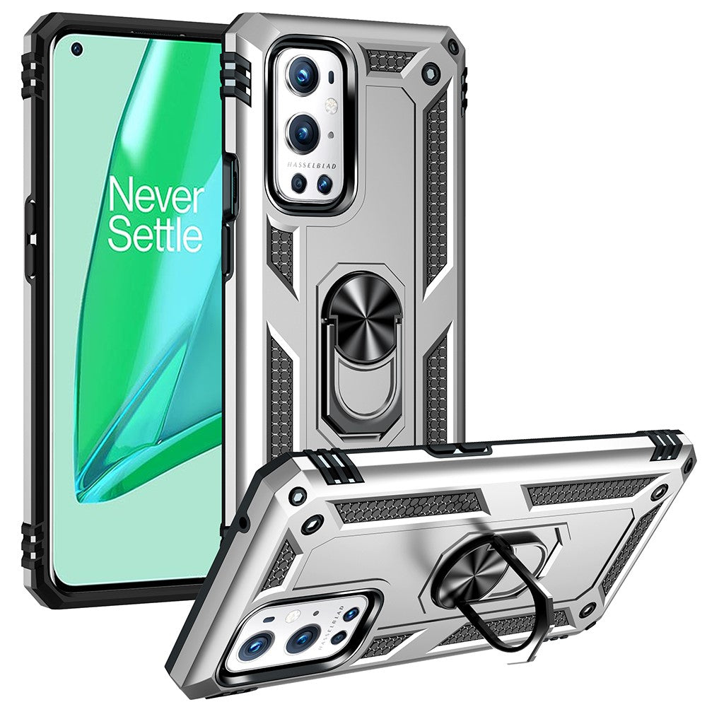 Dubbelskiktad Tank Armor Hybrid Stötsäker Mjuk TPU + Tålig PC Baksida med Stödring för OnePlus 9 Pro