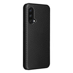 For OnePlus Nord CE 5G Carbon Fiber Texture Automatic Absorption Leather Case with Card Holder and Ring Strap