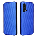 For OnePlus Nord CE 5G Carbon Fiber Texture Automatic Absorption Leather Case with Card Holder and Ring Strap