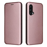 For OnePlus Nord CE 5G Carbon Fiber Texture Automatic Absorption Leather Case with Card Holder and Ring Strap