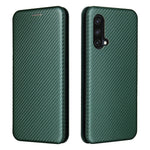 For OnePlus Nord CE 5G Carbon Fiber Texture Automatic Absorption Leather Case with Card Holder and Ring Strap