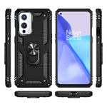 Militärklassad ringformad bilmonteringsstativ hybrid hårt PC mjukt TPU stötsäkert skyddsskal för OnePlus 9 (EU / US-version) / 9 (IN / CN-version)