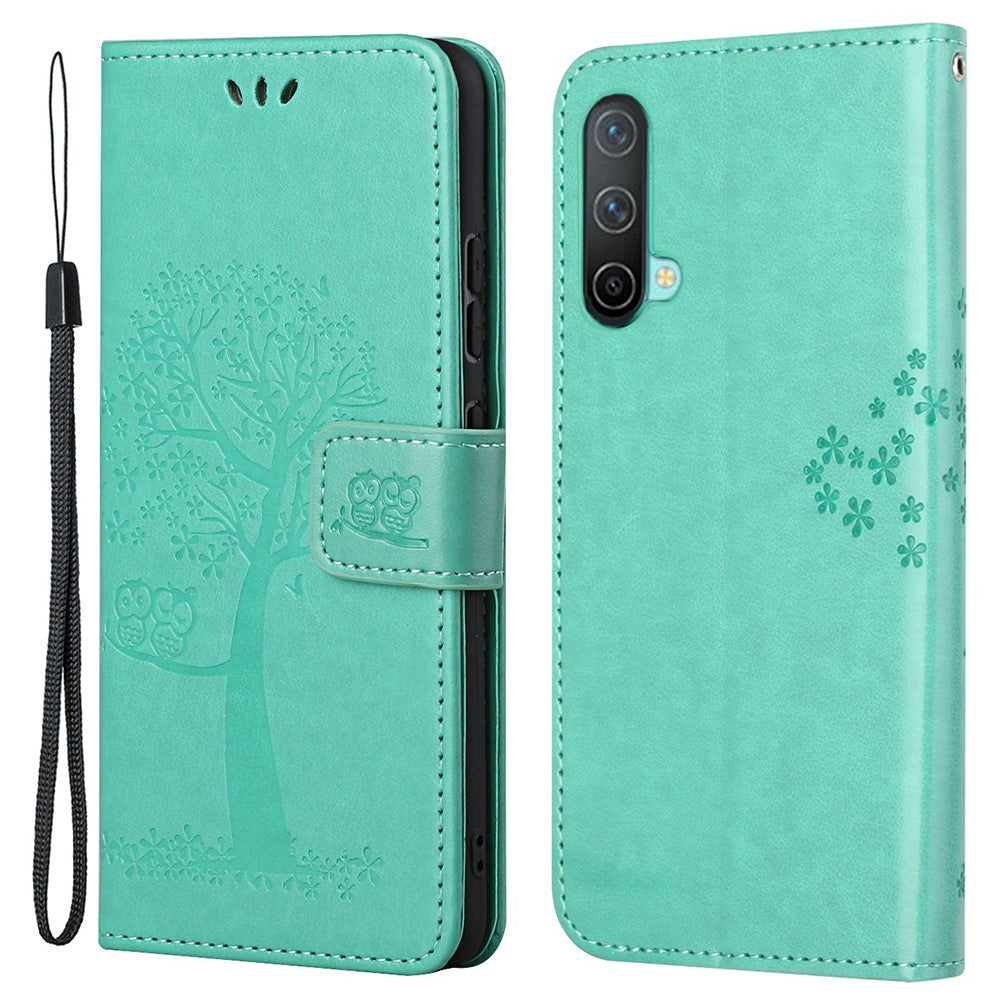 Owl Tree Pattern Imprint Wallet Stand Design PU Leather Protective Phone Shell Case for OnePlus Nord CE 5G