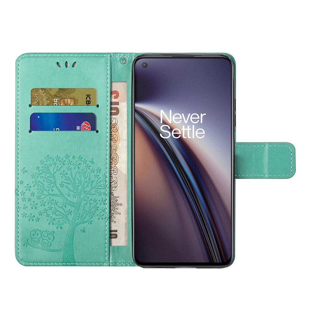 Owl Tree Pattern Imprint Wallet Stand Design PU Leather Protective Phone Shell Case for OnePlus Nord CE 5G