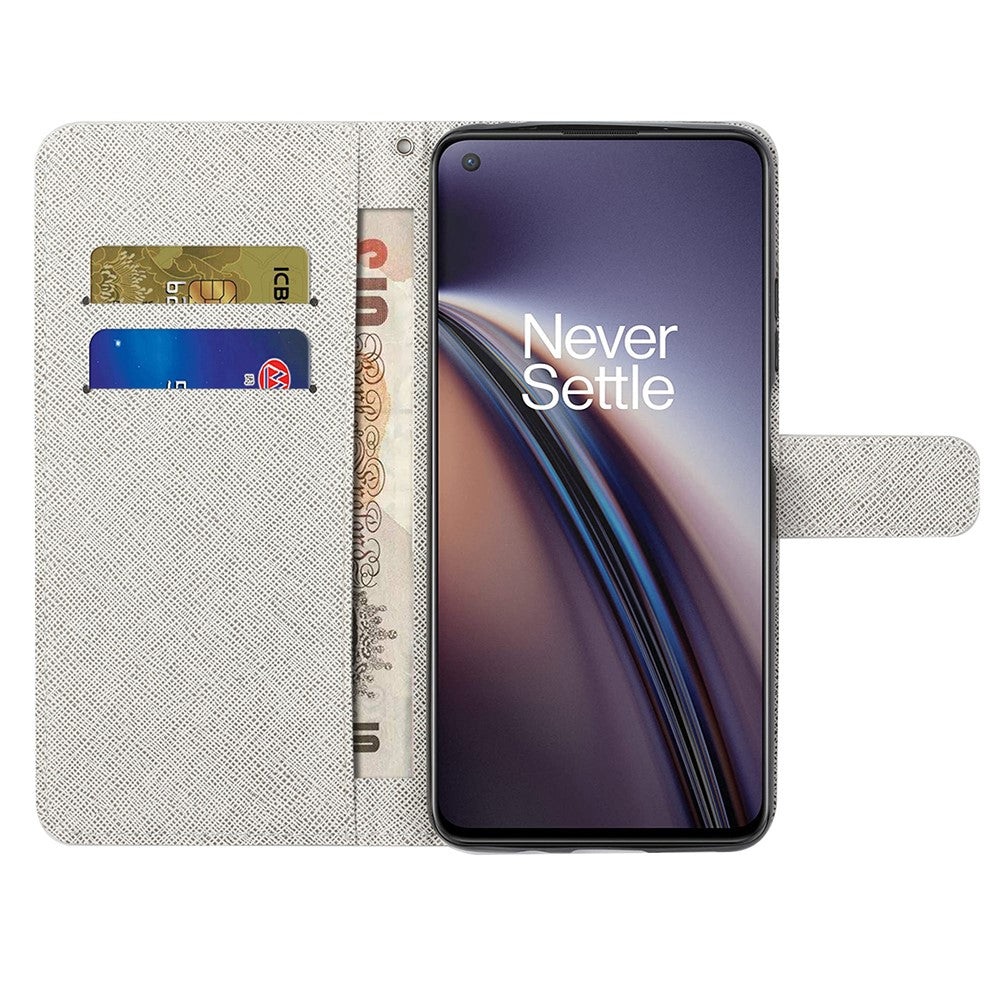 Pattern Printing Cross Texture Leather Wallet Phone Stand Case Cover for OnePlus Nord CE 5G
