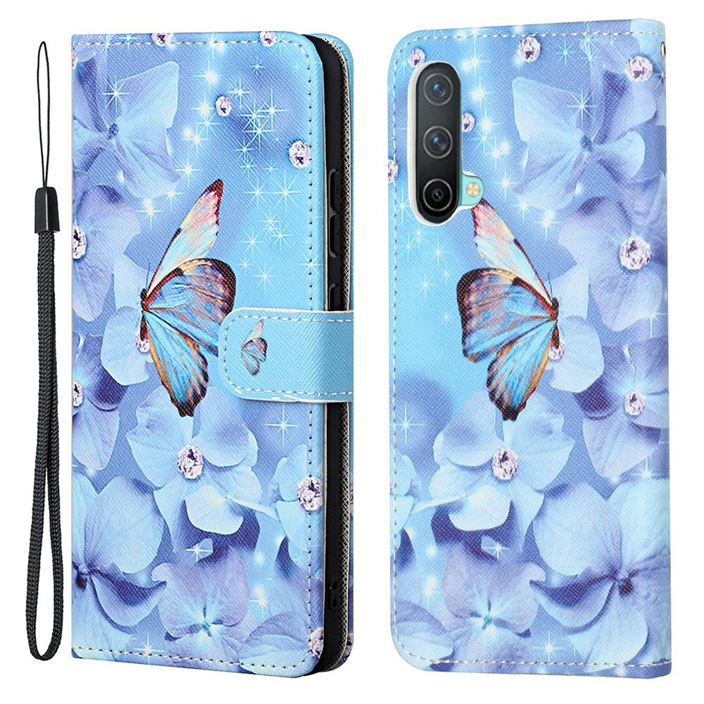 Pattern Printing Cross Texture Leather Wallet Phone Stand Case Cover for OnePlus Nord CE 5G