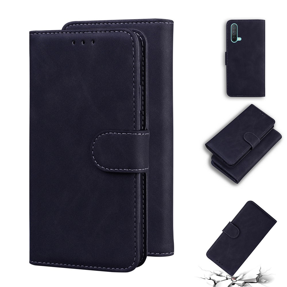 Solid Color Wallet Stand Leather Flip Cover Phone Case Shell for OnePlus Nord CE 5G