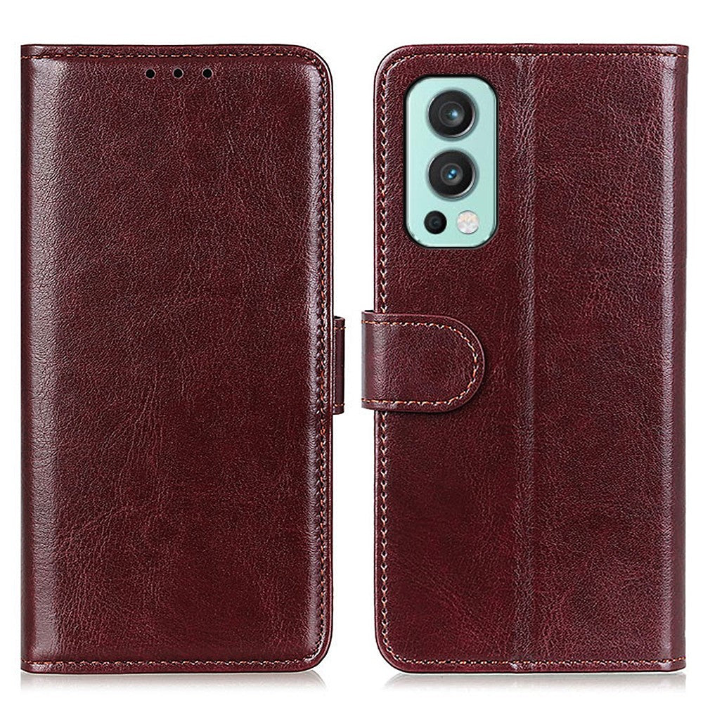 For OnePlus Nord 2 5G Anti-scratch Crazy Horse Texture PU Leather Wallet Phone Case Shell