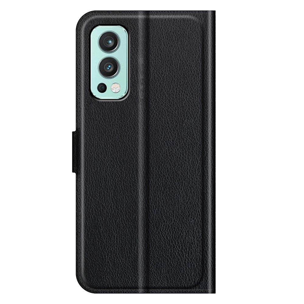 Litchitexturerat horisontellt fällbart PU-läder + TPU-stativ med magnetisk design plånboksfodral till OnePlus Nord 2 5G