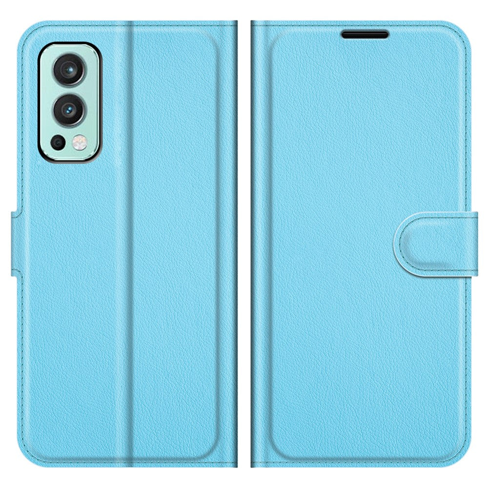 Litchitexturerat horisontellt fällbart PU-läder + TPU-stativ med magnetisk design plånboksfodral till OnePlus Nord 2 5G