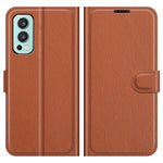 Litchitexturerat horisontellt fällbart PU-läder + TPU-stativ med magnetisk design plånboksfodral till OnePlus Nord 2 5G