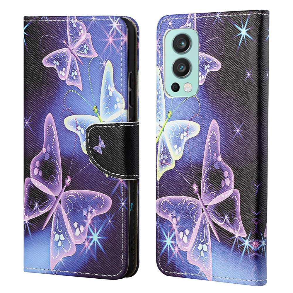 Pattern Printing Cross Texture PU Leather Wallet Stand Phone Cover Protector for OnePlus Nord 2 5G
