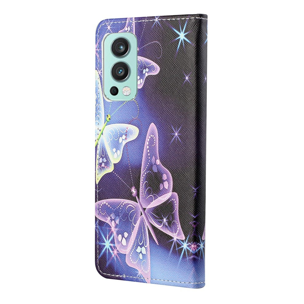 Pattern Printing Cross Texture PU Leather Wallet Stand Phone Cover Protector for OnePlus Nord 2 5G
