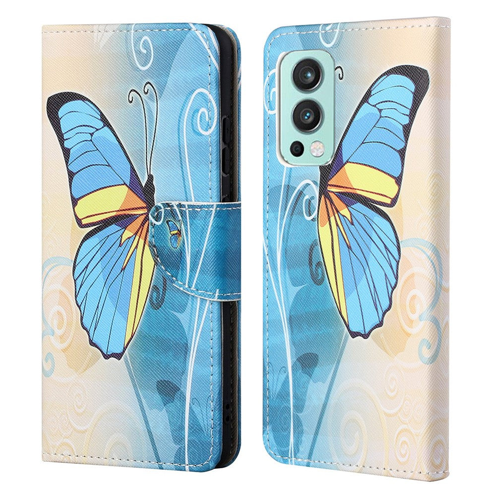Pattern Printing Cross Texture PU Leather Wallet Stand Phone Cover Protector for OnePlus Nord 2 5G