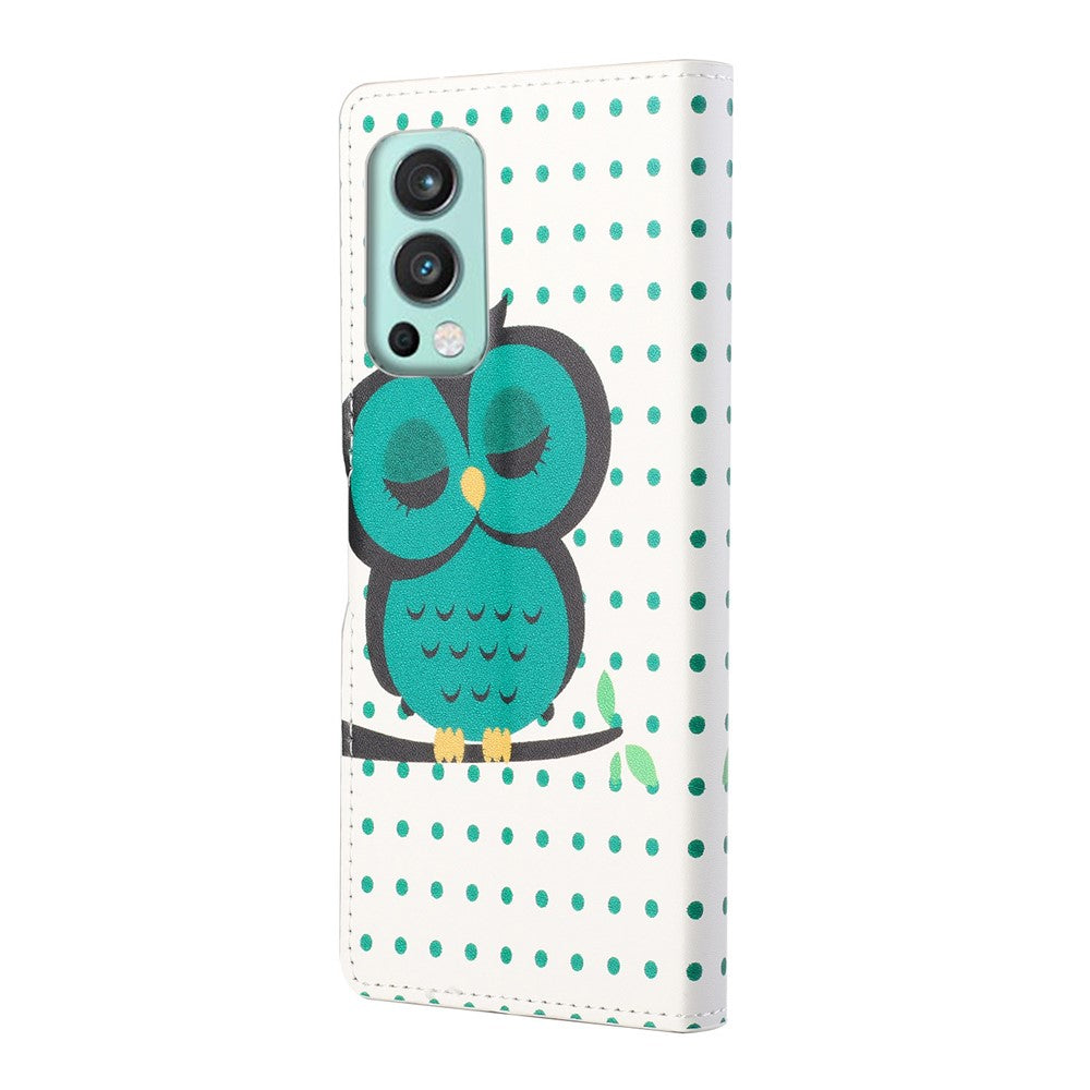 Wallet Design Pattern Printing Drop-Resistant Leather Protective Case with Stand for OnePlus Nord 2 5G
