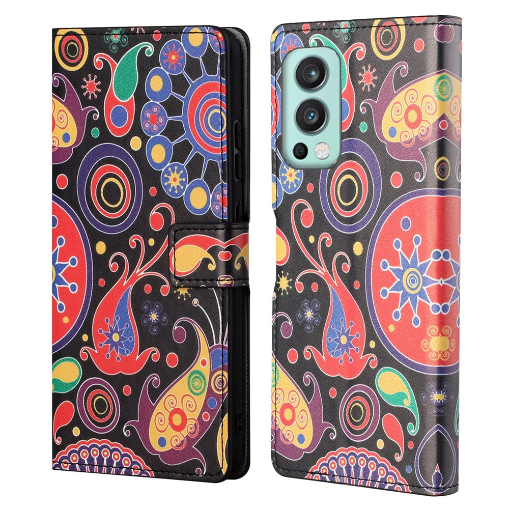 Wallet Design Pattern Printing Drop-Resistant Leather Protective Case with Stand for OnePlus Nord 2 5G