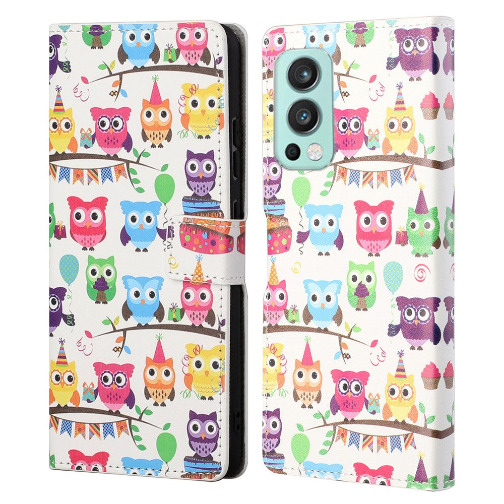 Wallet Design Pattern Printing Drop-Resistant Leather Protective Case with Stand for OnePlus Nord 2 5G