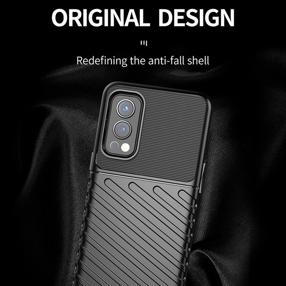 Thunder Series Twill Texture Thickened TPU Protective Cover Drop-Proof Anti-Fingerprint Case for OnePlus Nord 2 5G