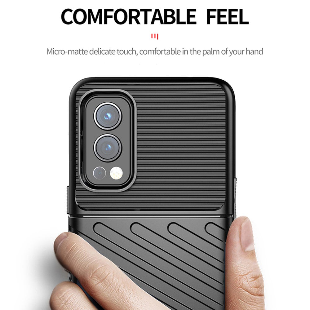 Thunder Series Twill Texture Thickened TPU Protective Cover Drop-Proof Anti-Fingerprint Case for OnePlus Nord 2 5G